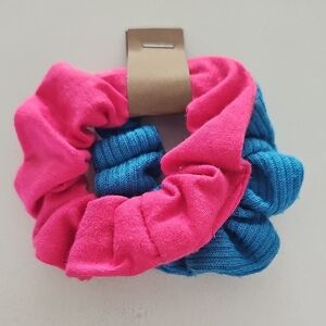 Vibrant Pink and Blue Kids Scrunchie Set